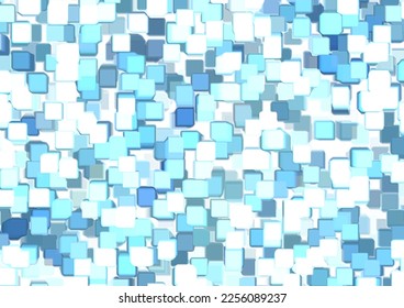 Layers of multicoloured blue cubes for background. Shades of blue
