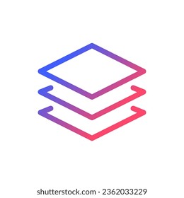 Layers panel pixel perfect gradient linear ui icon. Separate elements. Photo editor. Photography retouch. Line color user interface symbol. Modern style pictogram. Vector isolated outline illustration