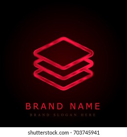 Layers red chromium metallic logo