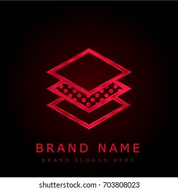 Layers red chromium metallic logo