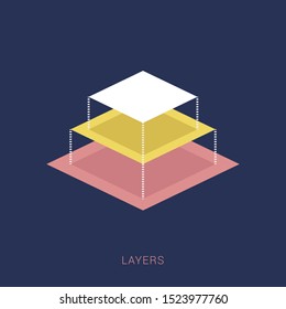 Layers Shape Icon Vector Logo Template Illustration Design. Minimal flat icon