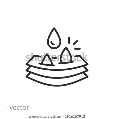 layers soft fabric icon, moisture absorbing, water absorption properties, wicking moist, diaper concept, thin line symbol on a white background, editable stroke vector illustration eps10