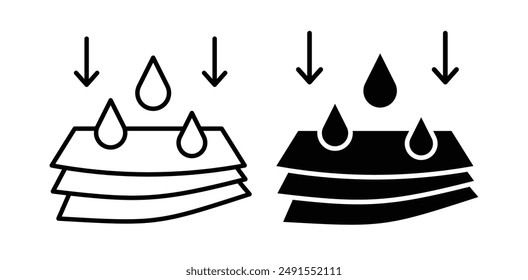 layers soft fabric vector icon set in black color.