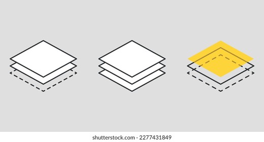 Ebenen stapeln Symbol im flachen Stil. Stoffbodenschicht, Vektorgrafik auf isoliertem Hintergrund. Infografik-Label-Geschäftskonzept.