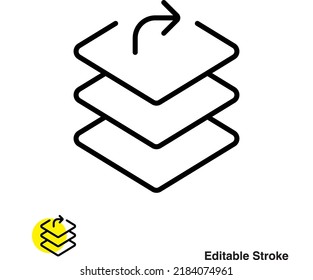 Layers Stacked Vector Line Icon