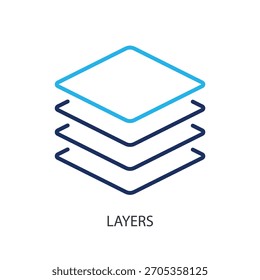 Capas de iconos de línea delgada. Ilustración vectorial original.