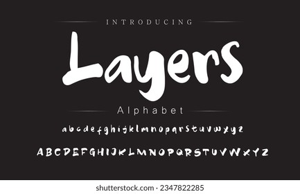 Layers vector brush style font, alphabet, typeface