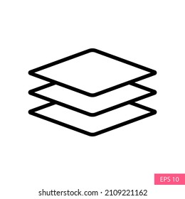 Layers vector icon in outline style design for website design, app, UI, isolated on white background. Editable stroke. EPS 10 vector illustration.