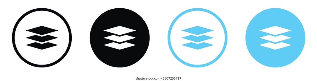 Layers vector icons in black and blue colors
