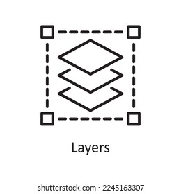 Ilustración de diseño del icono de contorno del vector de capas. Símbolo de diseño y desarrollo en el archivo EPS 10 de fondo blanco