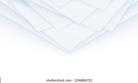Layers of white triangles. Layout blank or card. Vector techno background from sheets of paper. Geometric Shapes from cut Paper