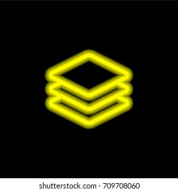 Layers yellow glowing neon ui ux icon. Glowing sign logo vector