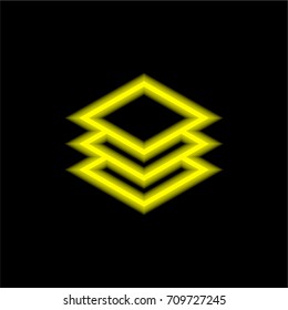 Layers yellow glowing neon ui ux icon. Glowing sign logo vector