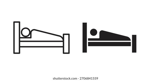 Colocación en el diseño de símbolo de contorno de concepto de icono de cama. Ilustración de elemento simple.