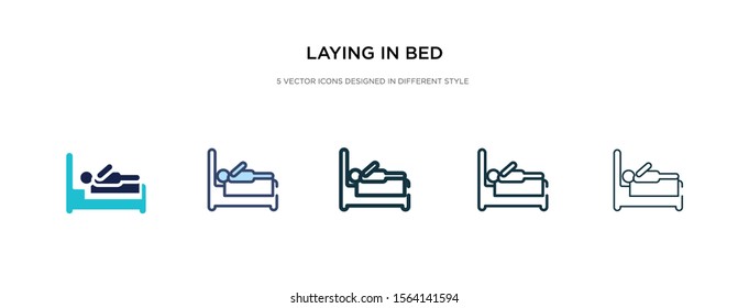 laying in bed icon in different style vector illustration. two colored and black laying in bed vector icons designed filled, outline, line and stroke style can be used for web, mobile, ui