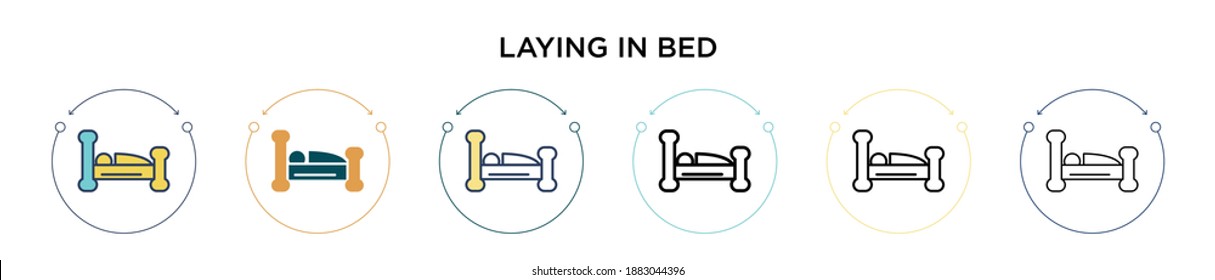 Laying in bed icon in filled, thin line, outline and stroke style. Vector illustration of two colored and black laying in bed vector icons designs can be used for mobile, ui, web