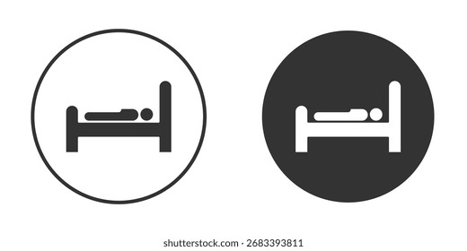 Deitado na cama ícone, símbolo, pictograma Vetor. Ilustração de elemento simples.