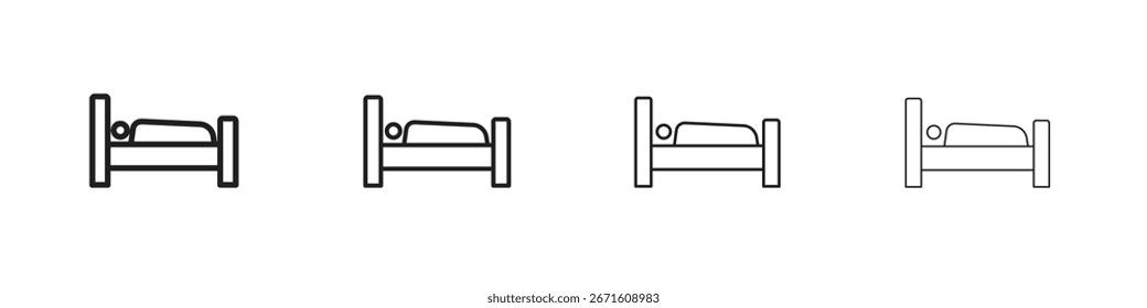 Laying in bed icon vector illustration, line design icon. Editable strokes.