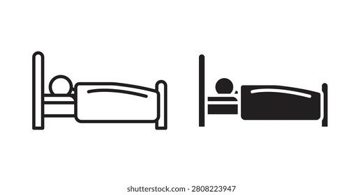 Laying in bed icons in different styles. Simple icon design