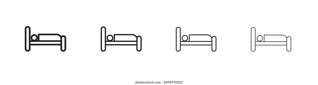 Laying in bed icons. editable stroke icon collection.
