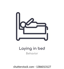 laying in bed outline icon. isolated line vector illustration from behavior collection. editable thin stroke laying in bed icon on white background
