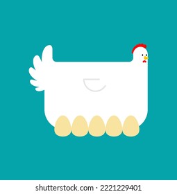 Laying hen and many eggs. Vector illustration