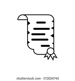 Laying a sheet of paperwith a stamp. Vector icon illustration for web, mobile and infographics