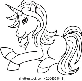 Laying Unicorn Isolated Coloring Page Kids Stock Vector (Royalty Free ...