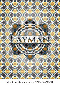 Layman arabic badge background. Arabesque decoration.