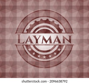 Emblema inestable rojo vivo con fondo de patrón geométrico. 