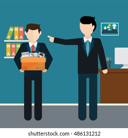 Layoff concept. Boss dismissed employee. Flat vector illustration