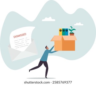 Layoff email sending to employee to inform job dismissed or fired, end career or staff layoff due to economic recession.business concept.flat character.