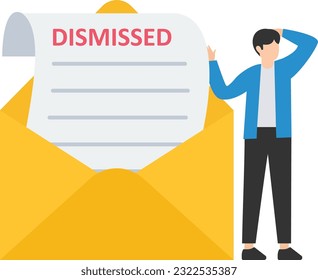 Layoff email sending to employees to inform them of a job dismissed or fired, End career or staff layoff due to economic recession, Dismissed email with his stuff

