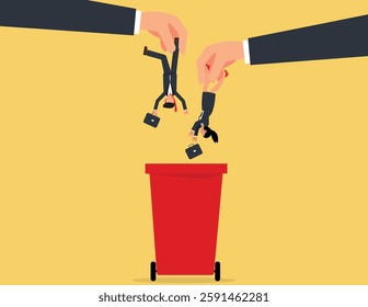 Layoff and Reduction staff. Manager dropped staff into trashcan