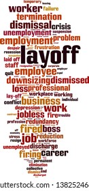 Layoff word cloud concept. Collage made of words about layoff. Vector illustration