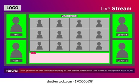 Layout with 2 layer overlay. Background abstract. You can use this asset for your content like as live streaming, youtube, podcast, broadcast, meeting online, webinar, seminar, video conference etc.