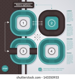Layout with 4 square options in retro style. EPS10.