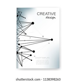 Layout of A4 format cover book template vector background creative design for brochure, flyer and report molecules structure and connection of lines with dots, science and technology concept