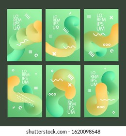 Layout of A4 format modern cover mockup design templates for magazine, brochure, flyer, booklet. Colorful gradient background with fluid graphic elements, liquid geometric elements. Vector format