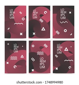 Diseño de modelos modernos de diseño de simulación de portadas en formato A4 para revistas, folletos, volantes, folletos. Fondo de gradiente colorido con elementos gráficos fluidos, elementos geométricos líquidos. Formato de vector