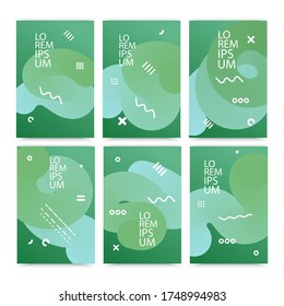 Diseño de modelos modernos de diseño de simulación de portadas en formato A4 para revistas, folletos, volantes, folletos. Fondo de gradiente colorido con elementos gráficos fluidos, elementos geométricos líquidos. Formato de vector