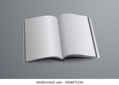 layout of the A5 or A4 catalog is open in the middle of the page. Brochure template for presentation of design. Vector illustration. Mockup