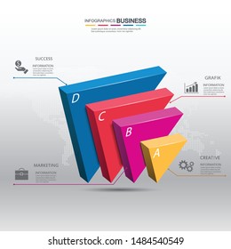 Layout of abstract 3d triangle shapes with 4 steps ordering templates / graphics or website layout