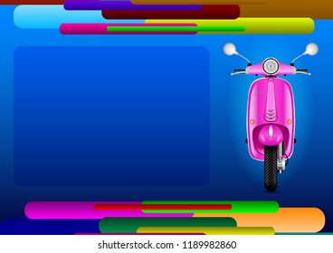 Layout abstract page and pink electric scooter. Vector Illustration