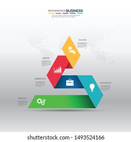 Layout of an abstract pyramid shape with 5 steps ordering a template / graphic or website layout