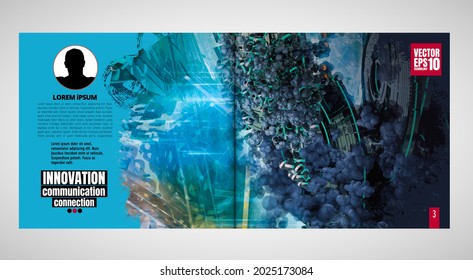 Layout with abstract technology concept ready for brochure, annual report or magazine, vector