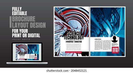 Layout with abstract technology concept ready for brochure, annual report or magazine, vector