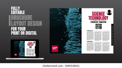 Layout with abstract technology concept ready for brochure, annual report or magazine, vector