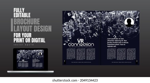 Layout with abstract technology concept ready for brochure, annual report or magazine, vector