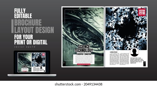 Layout with abstract technology concept ready for brochure, annual report or magazine, vector